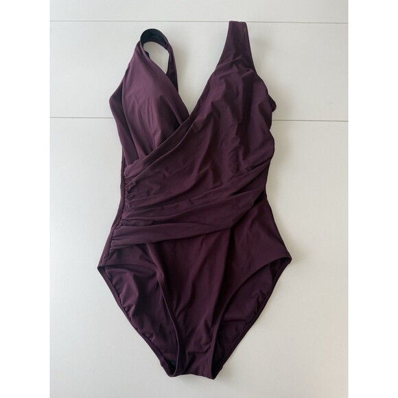 L.L.Bean Cross Front One Piece Swimsuit Size 12 purple - Picture 1 of 12